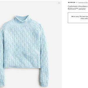 J. Crew Cashmere shrunken cable-knit Rollneck™ sweater, Pink Color